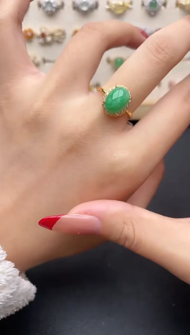 【闪购商品】翡翠戒指银S925镶嵌一物一证一礼盒