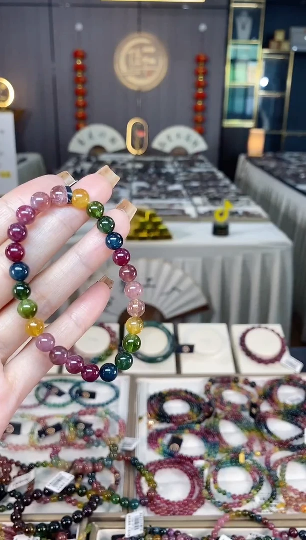 未镶嵌老矿碧玺彩虹单圈手串7mm+碧玺dan多样性发货一条