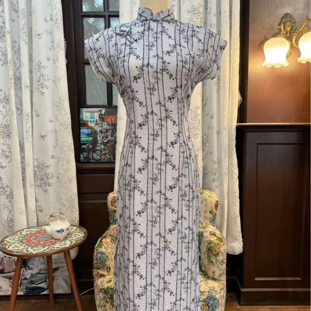 锦笙 |如初130cm半开襟新中式国风旗袍古法显瘦气质日常可穿