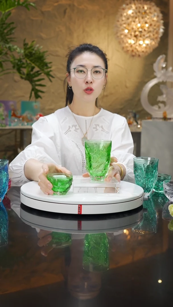 瓷片设计款绿色水杯带绿色茶杯