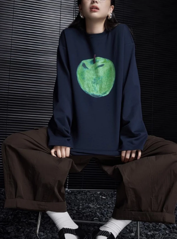 [Au专属]JODIE WANG苹果印花长袖T恤