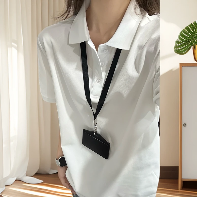 白色正肩修身polo衫短袖男款夏季美式成熟稳重翻领T恤重磅半袖