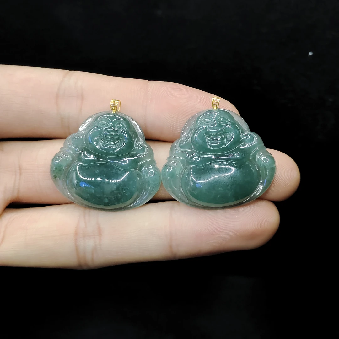 18k金翡翠佛公吊坠赠高货绳SY06【多样性发其一】约26-30-5mm
