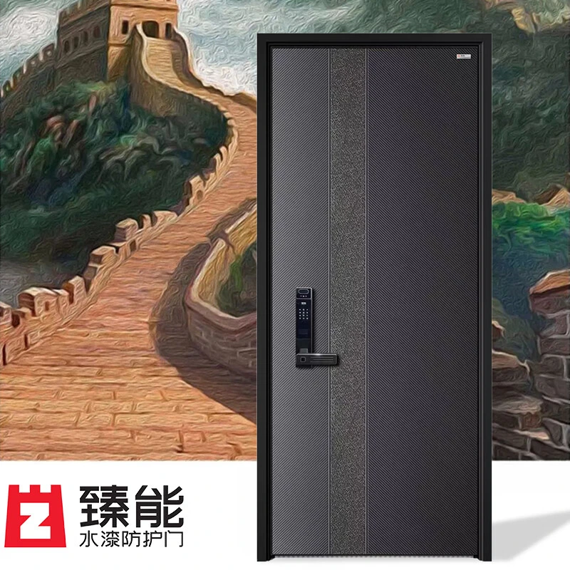 臻能尊品铸铝3mm超甲级半卡入户门加高加厚一门到顶