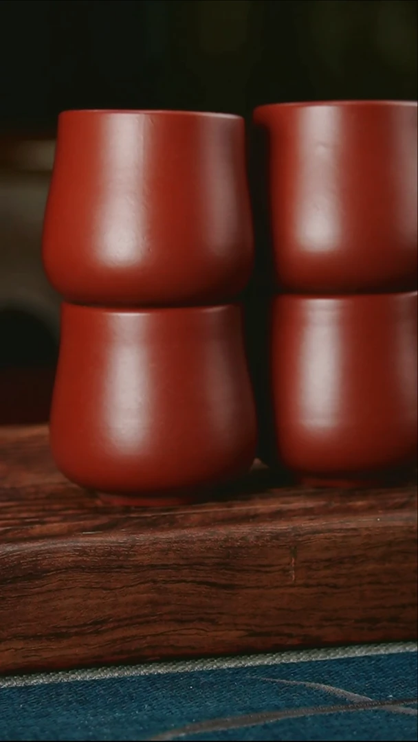 茶杯紫砂大红袍套装4只