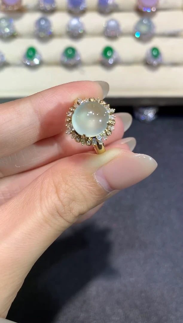 【闪购商品】翡翠戒指18K金镶嵌a205