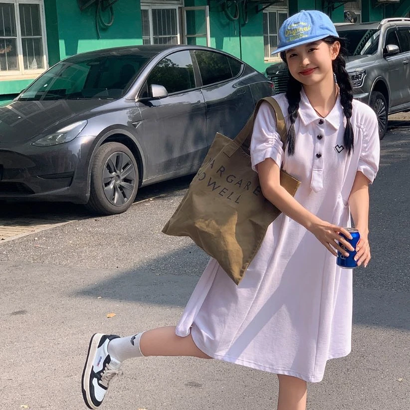 26391高端专享夏季天花板POLO连衣裙白色（B）