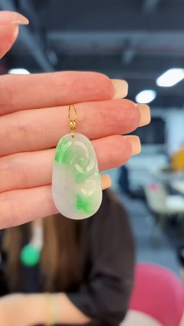 翡翠18K金镶嵌颈饰 缅料A货/支持复检/一件