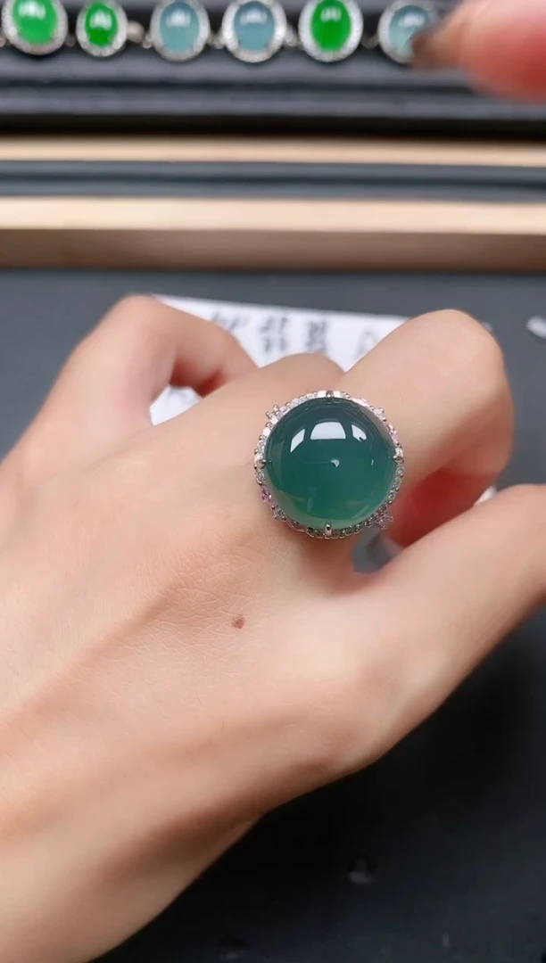 翡翠戒指银S925镶嵌111111