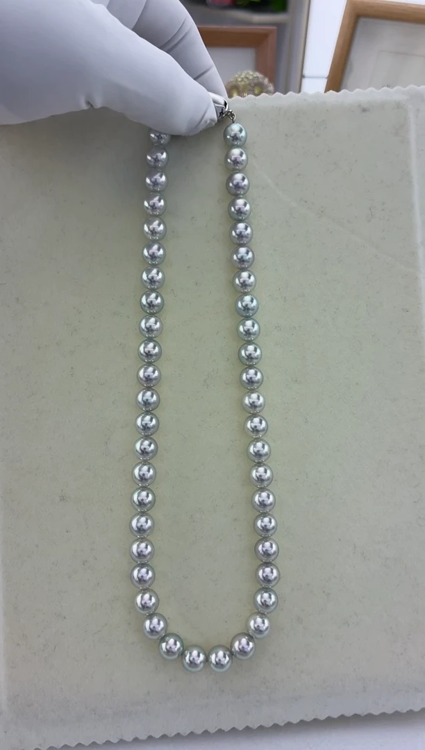 颈饰未镶嵌海水珍珠真多麻级大证8.5-9满珠链