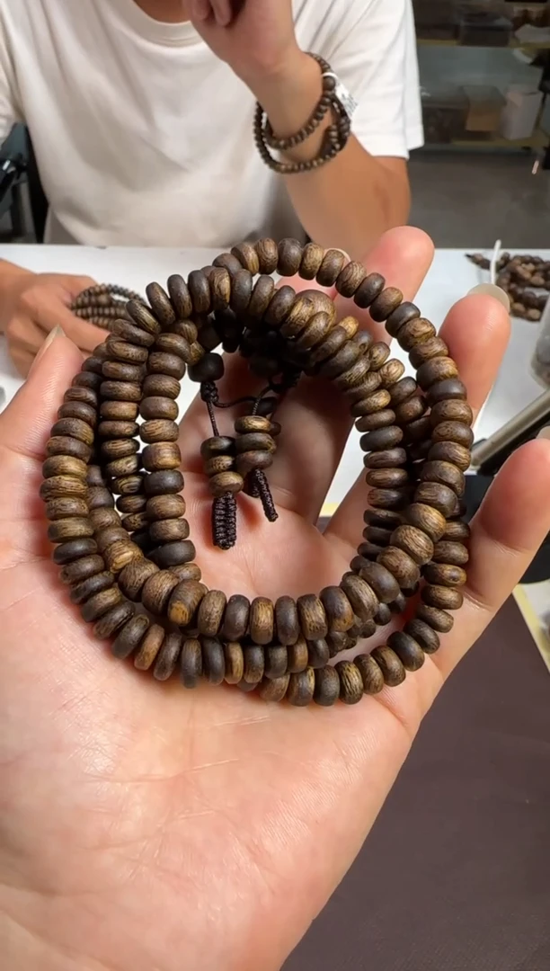 手串沉香99沉海南绿棋凤凰尾厚片珠双圈8mm12g+多样性发1