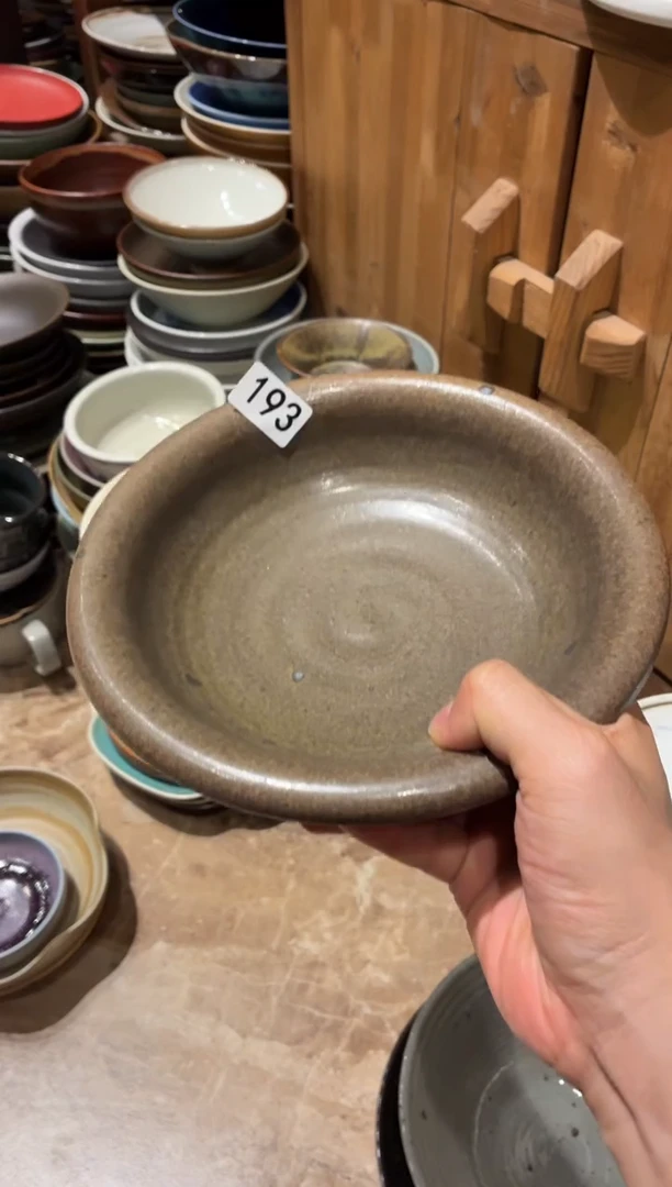 瓷片三**聿193柴烧手工反边盘1个