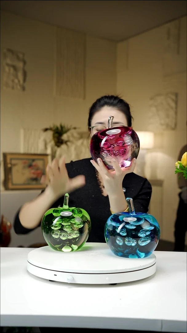 手工艺品琉璃用****8金红色苹果摆件