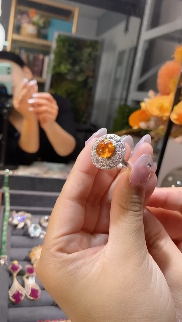 未镶嵌戒指石榴石天然芬达石戒指
