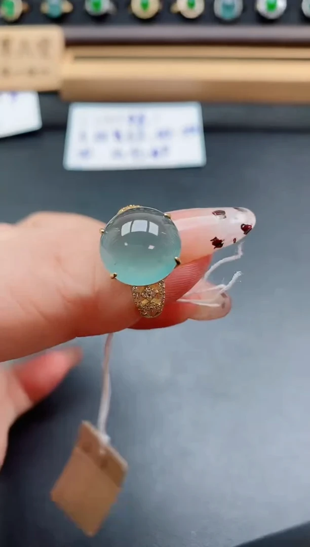 银S925镶嵌戒指翡翠1