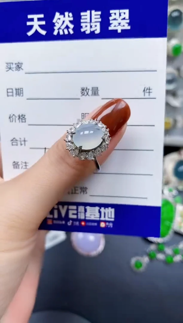 翡翠戒指银S925镶嵌65
