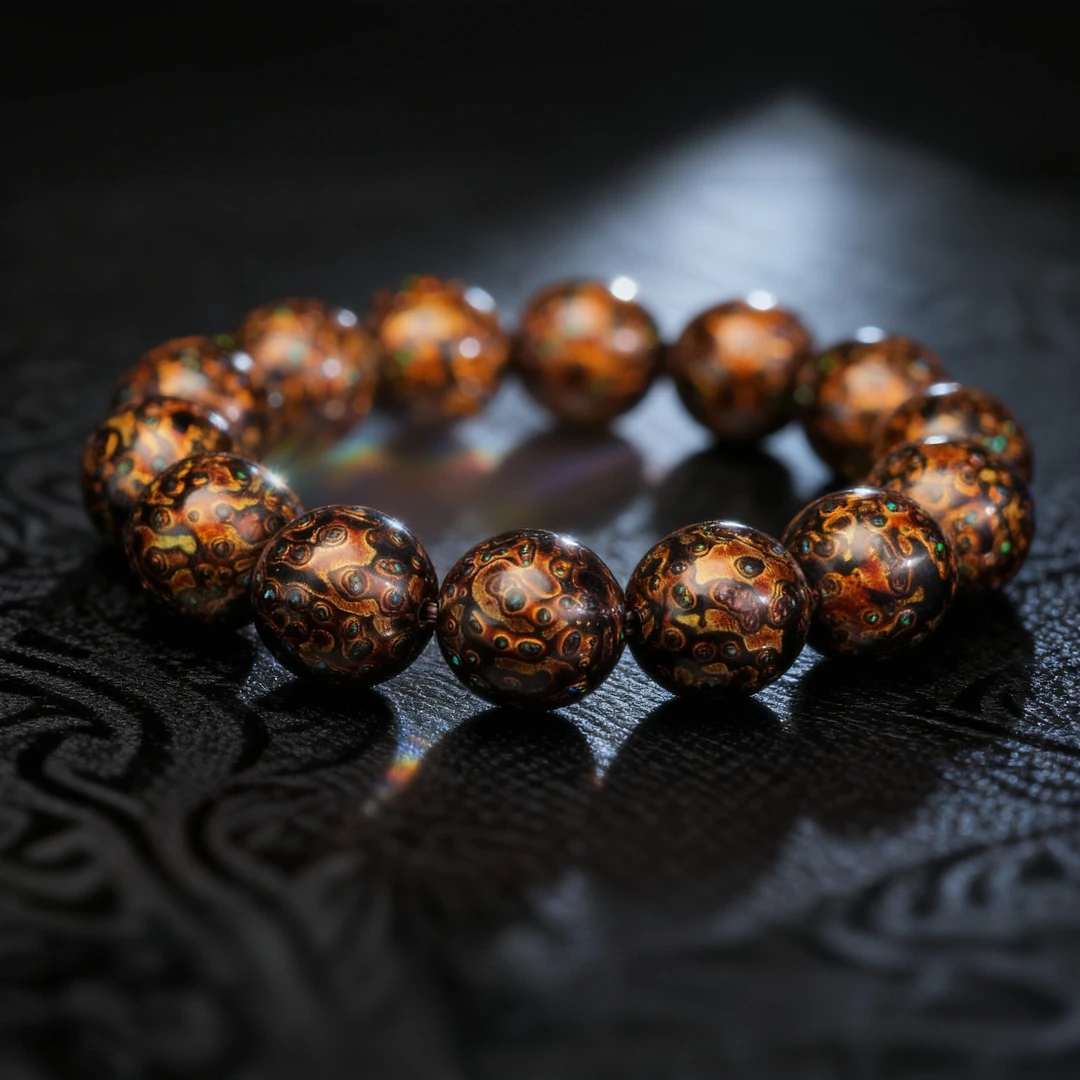 （经典款）黑金满天星大漆珠手串（大漆手串全尺寸大漆手串