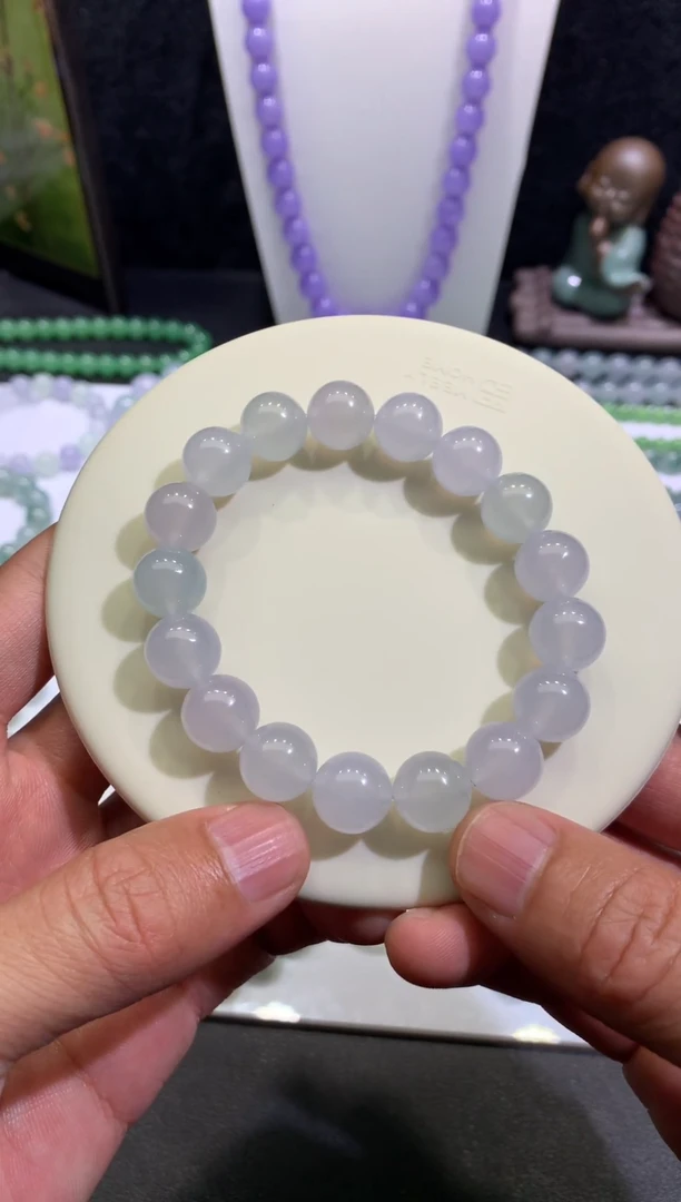 未镶嵌手链翡翠天然缅甸翡翠A货冰马卡龙手串卡12mm