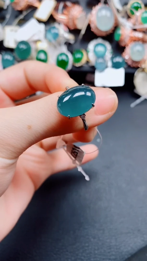 银S925镶嵌戒指翡翠翡翠