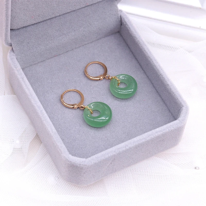 东陵玉耳环玉耳扣原创设计复古短款耳坠纯手...