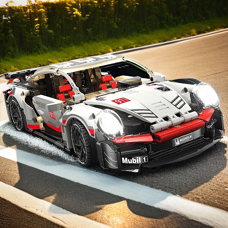 跑车玩具保时捷911积木男孩益智拼装遥控赛车模型手工DIY澄海玩具