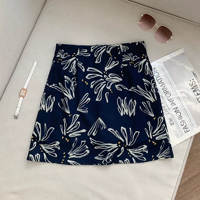 【南油子宸】高级感印花半身裙夏季高腰修身显瘦气质A字长裙 800971