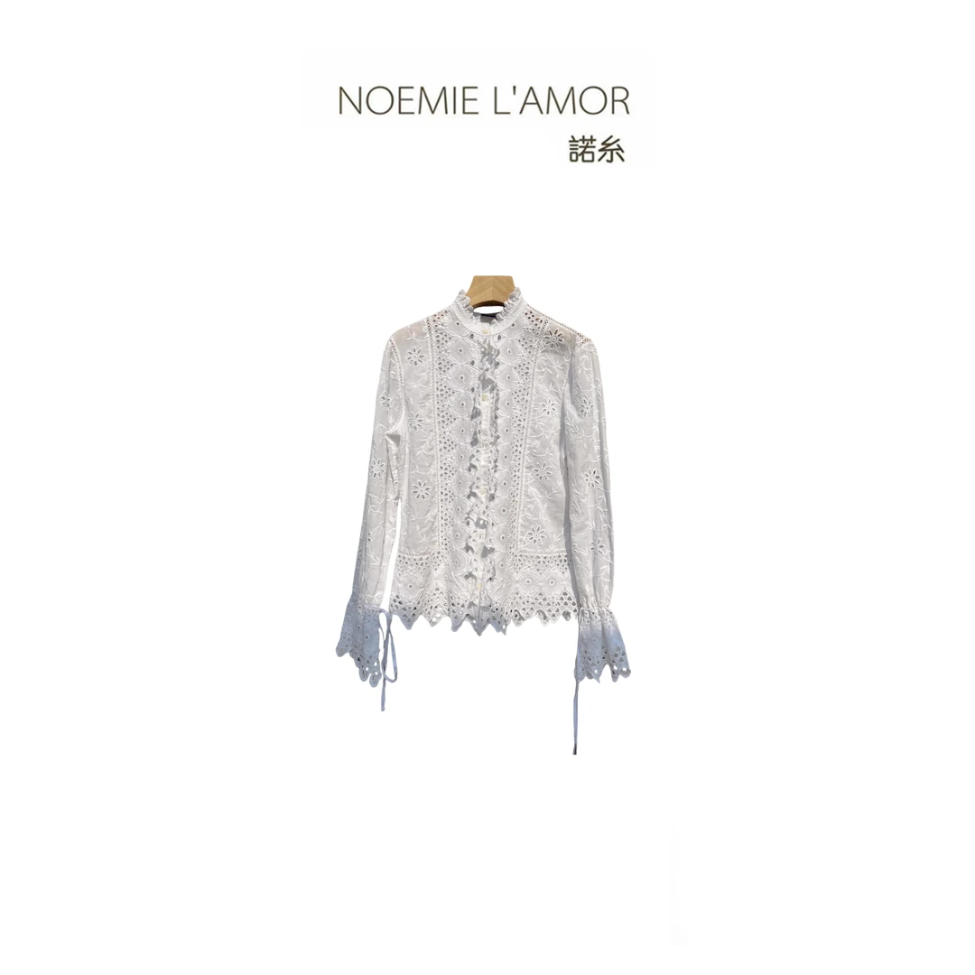 NOEMIE L'AMOR RL早春定制法式优雅镂空刺绣衬衫1030