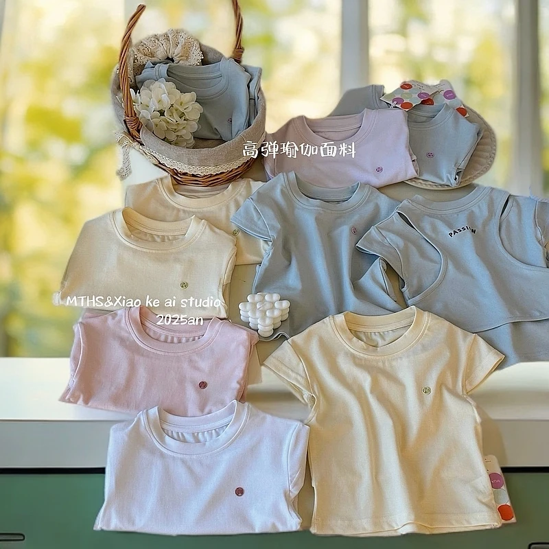 凉感ins短袖T恤夏季夏款韩版百搭洋气修身亲子短袖上衣蜜糖花生