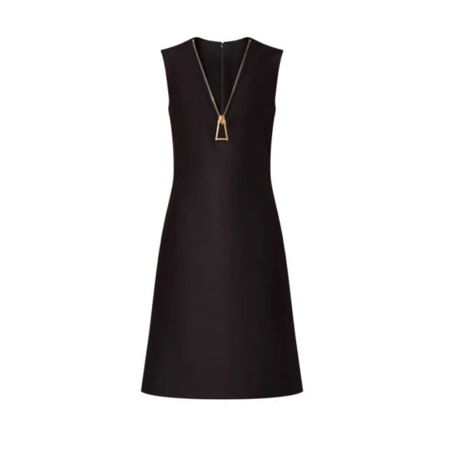 2025新品V领拉链无袖连衣裙