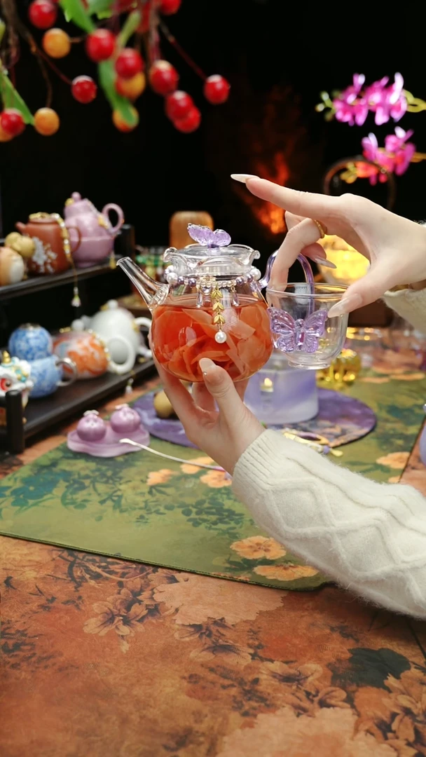 【闪购商品】紫色茶壶+链子+杯子