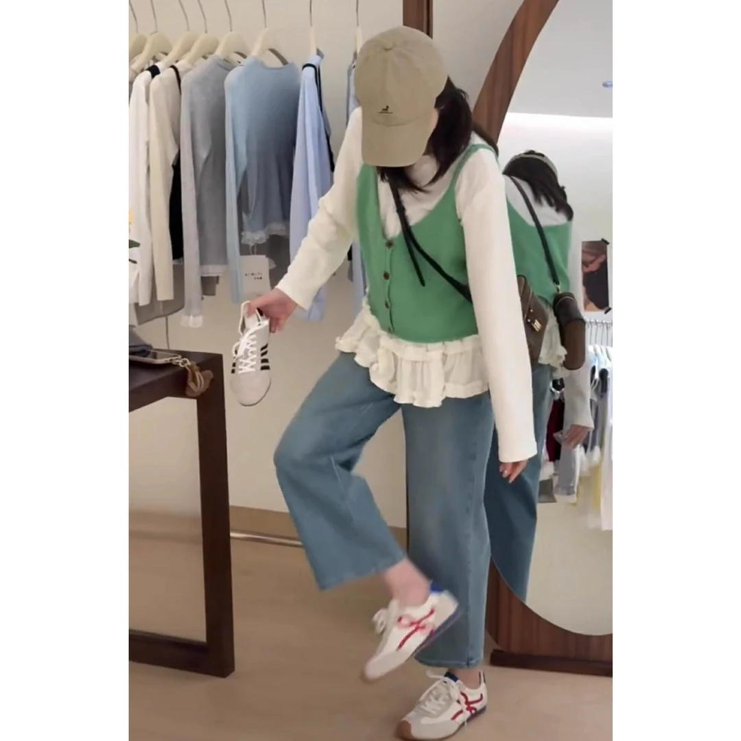 【全额运费补贴】韩系v领针织马甲吊带背心女2025秋季新款设计感叠
