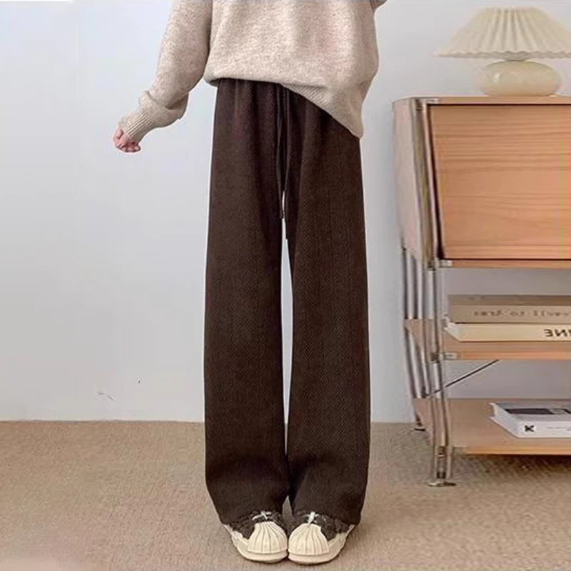 2061胖mm高腰垂感宽松直筒阔腿裤女秋冬新款遮胯显瘦百搭休闲裤子