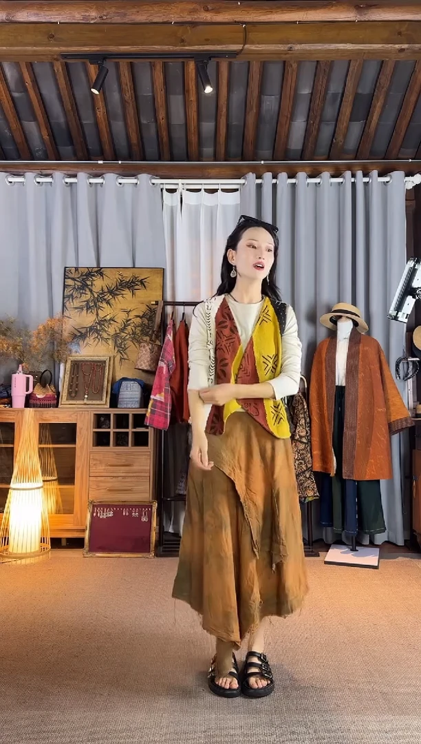 设计师款泥染一粒扣马甲