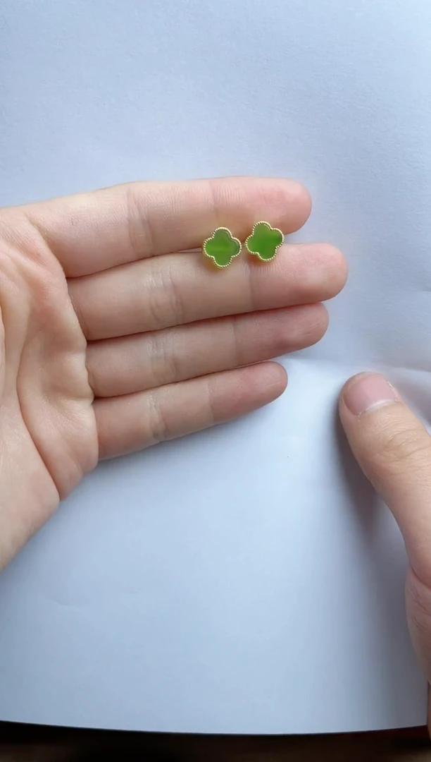 【闪购商品】和田玉耳饰银S925镶嵌耳钉kk