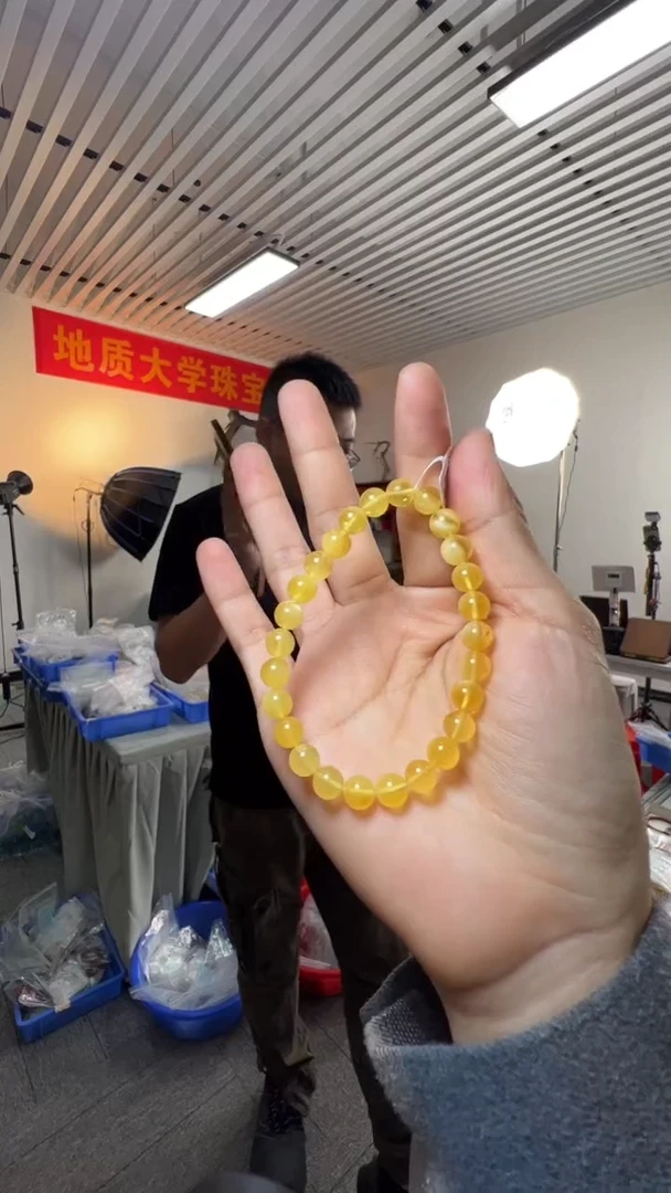 手链蜜蜡未镶嵌7mm俄料金绞蜜圆珠单圈手串