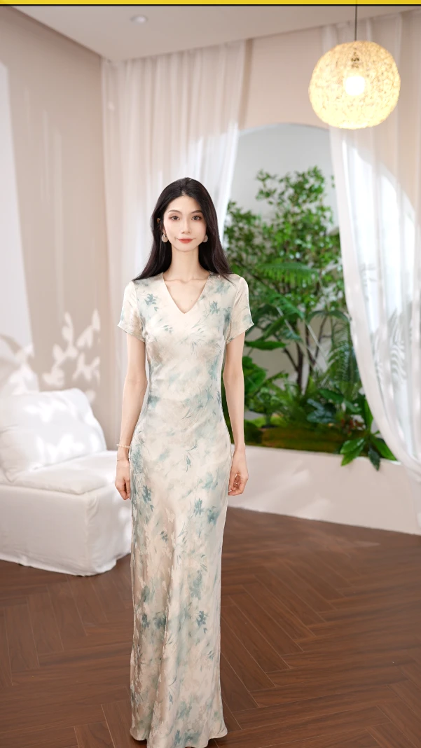 IONOY-【碧蓝之夏】G967 法式禁机洗气质印花时尚连衣裙"星星ZC