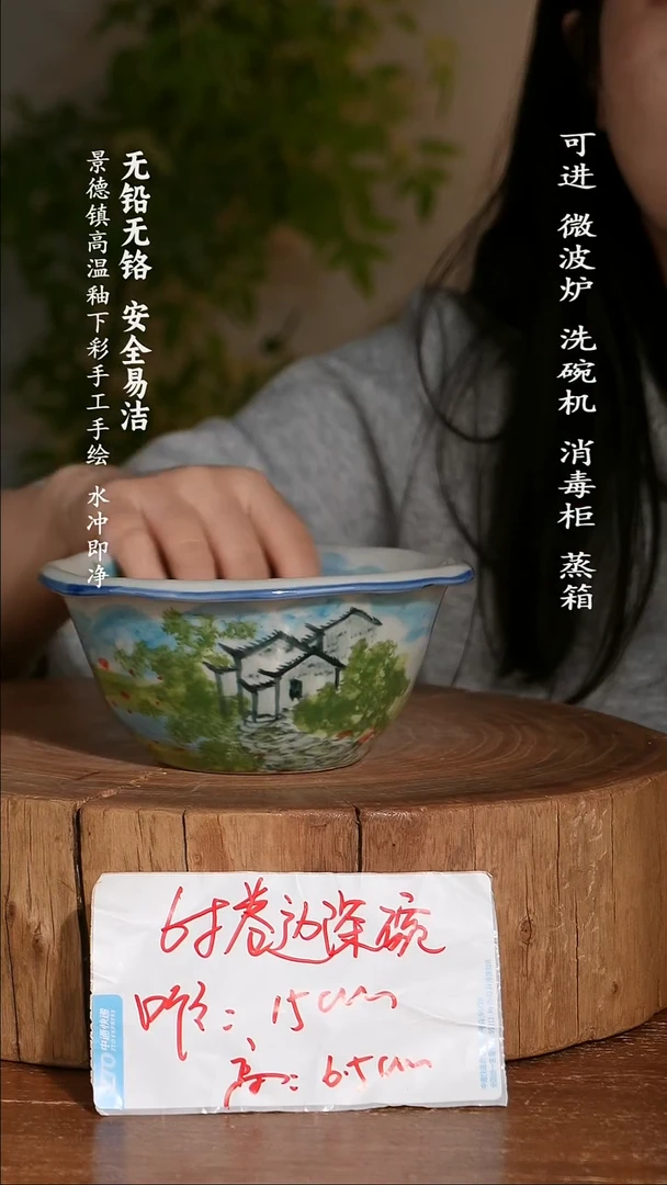 碗陶瓷景德镇高温瓷釉下彩手绘陶瓷