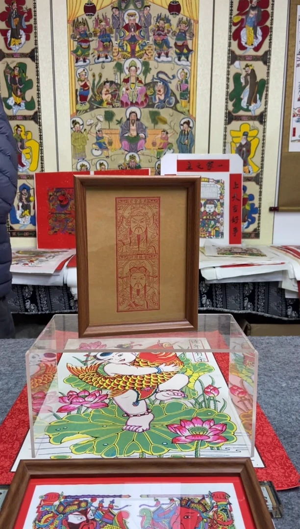 仿古朱拓上关下财8寸摆台手工制作精品