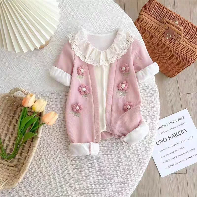 婴儿衣服秋装新生女宝宝连体衣满月百天公主外出哈衣爬服春秋