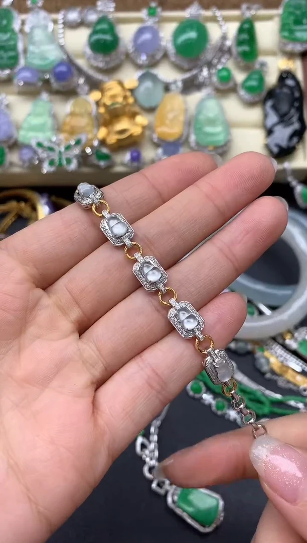 【闪购商品】翡翠手串18K金镶嵌544-中国好珍宝