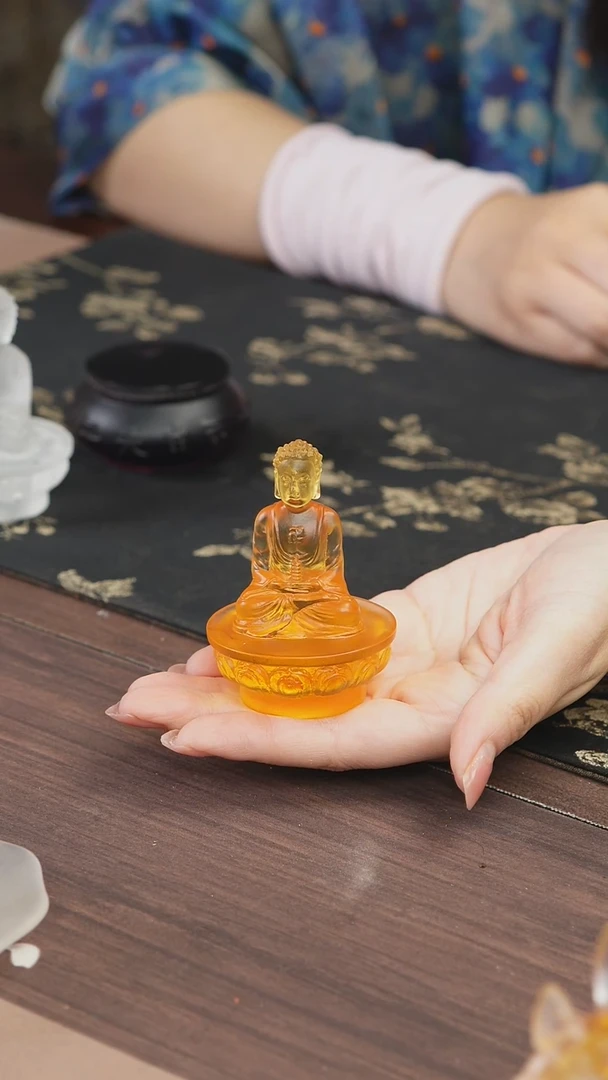 手工艺品琉璃黄色药师佛摆件