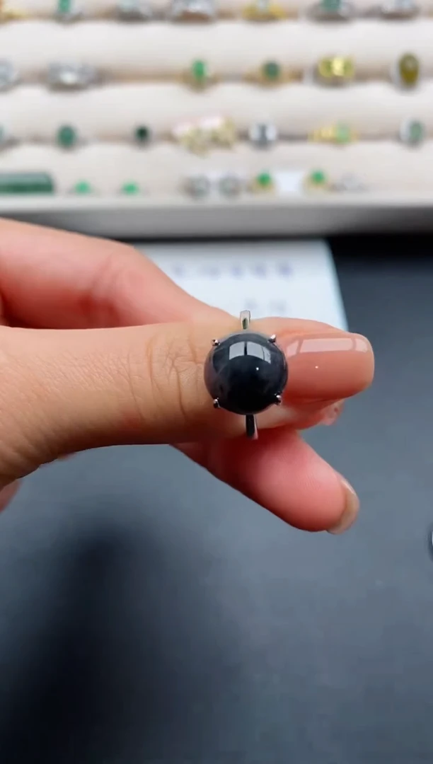 银S925镶嵌戒指翡翠缅甸天然A货翡翠111  10-4