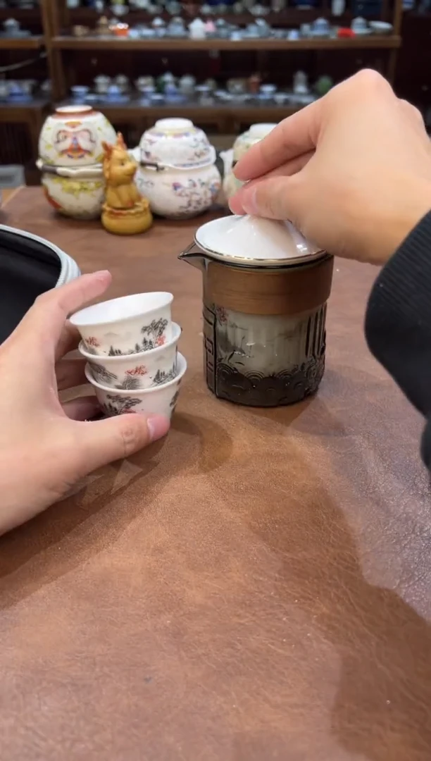 真的很便宜超好看会开片的旅行茶具