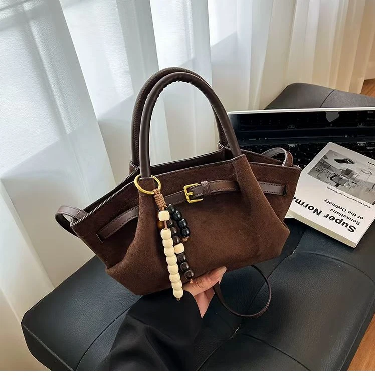 麂皮绒手提包包女式2025新款潮秋冬精致超火豹纹单肩包通勤斜挎包