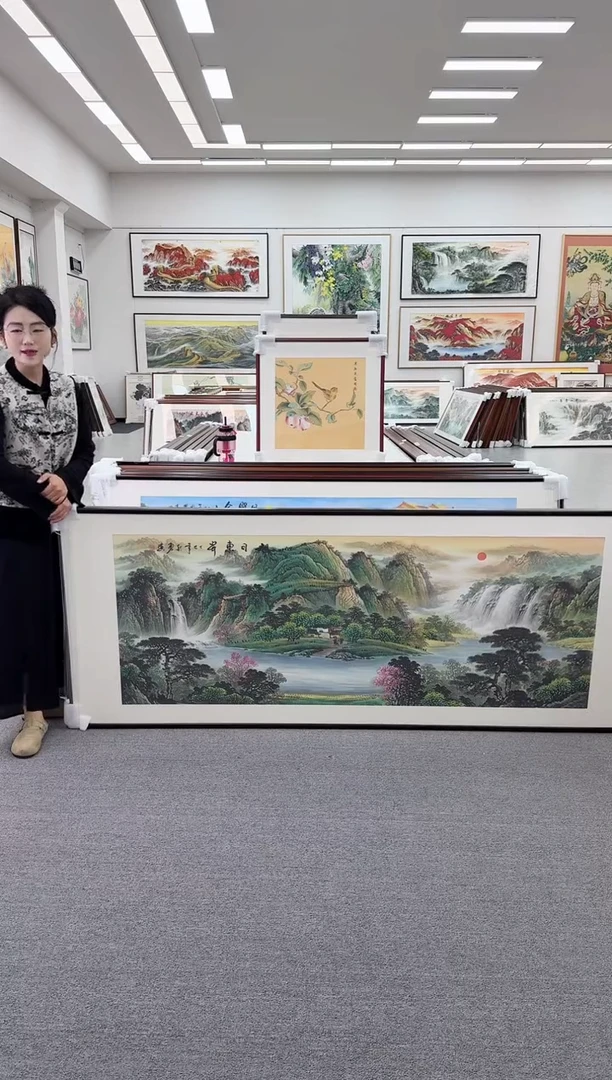 国画手绘  旭日东升  219*88
