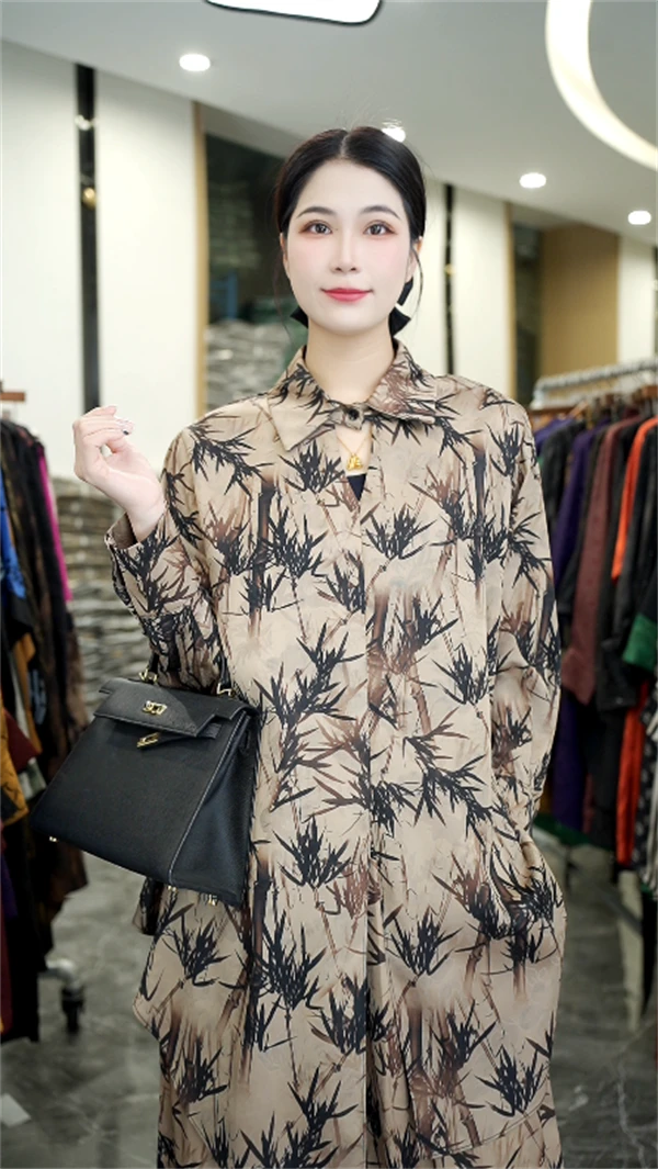 高端私服丨竹下荷林丨早春夏季复古宽松提花长袖大码套装女-5568#