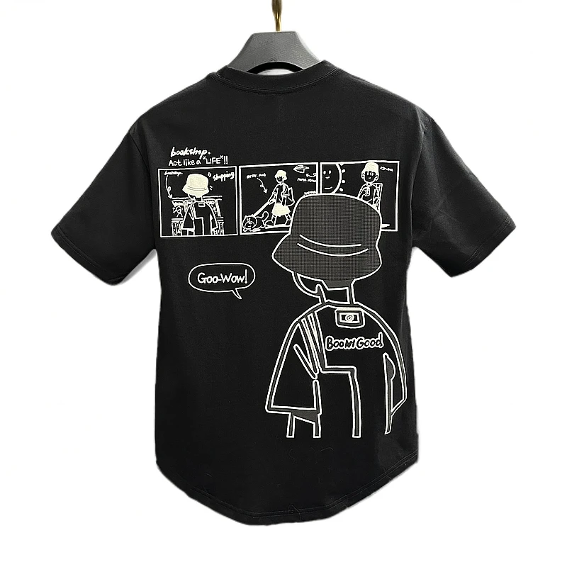 夏季潮流圆领短袖T恤男士透气男女半袖印花百搭宽松休闲运动