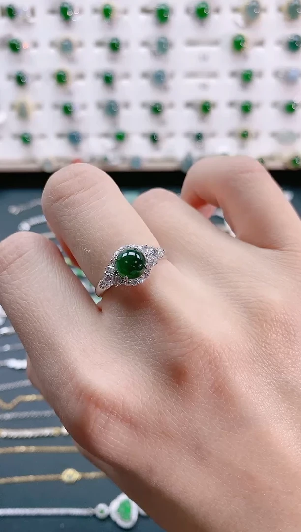 【闪购商品】翡翠戒指银S925镶嵌天然翡翠