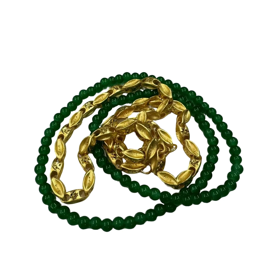 足金黄金麦穗项链玛瑙时尚款J37