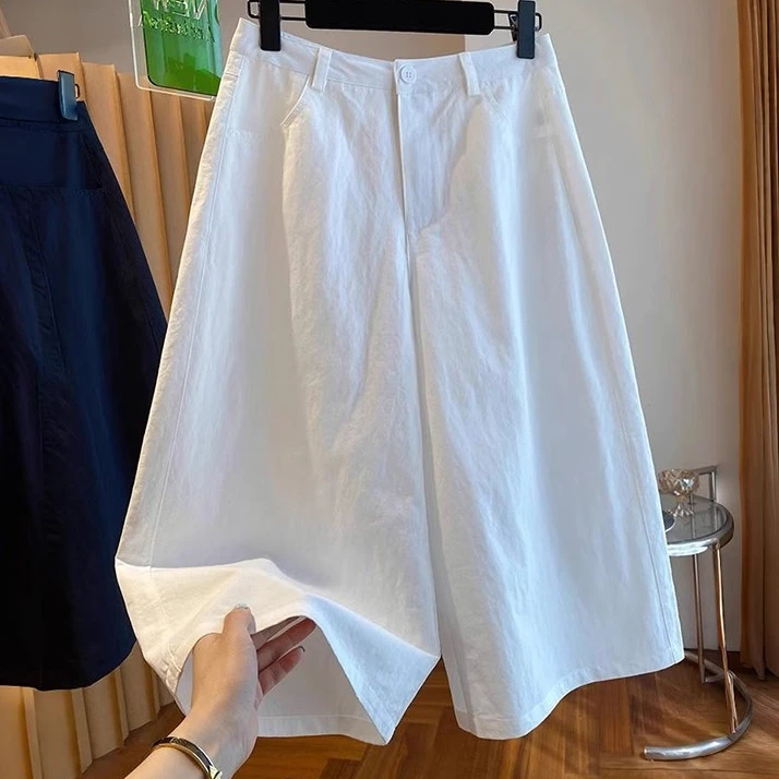 白色阔腿休闲裤女新款2025爆款时尚气质夏季百搭宽松显瘦七分裤子